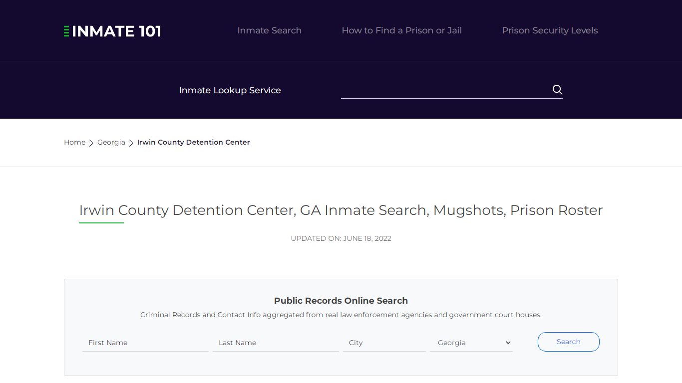 Irwin County Detention Center, GA Inmate Search, Mugshots ...