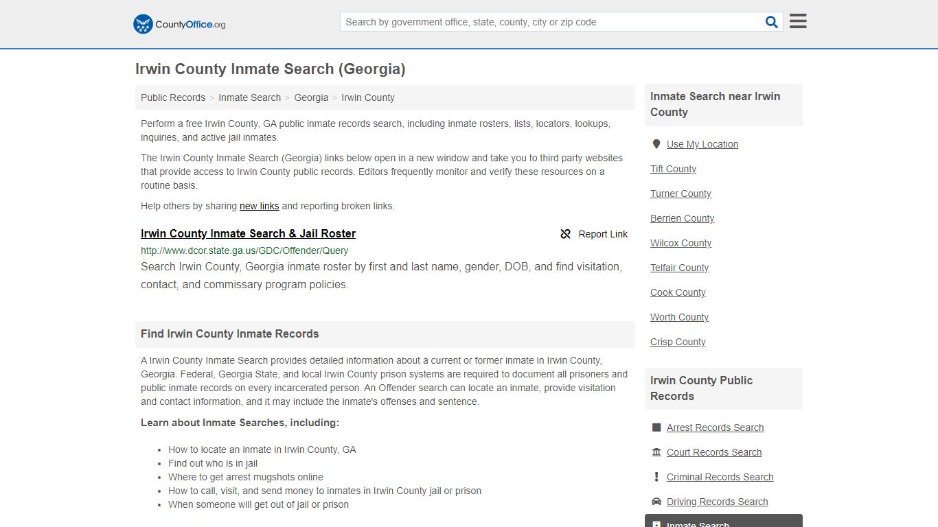Inmate Search - Irwin County, GA (Inmate Rosters & Locators)
